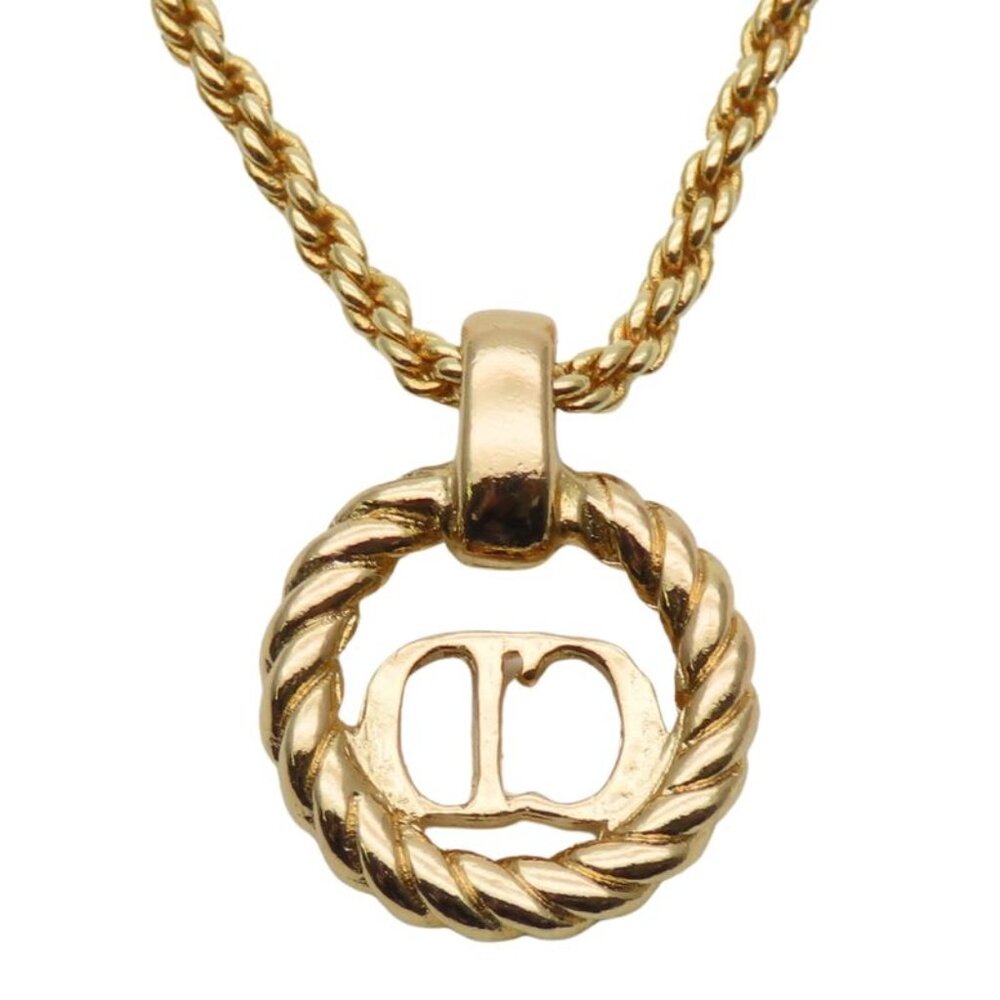 Christian Dior Necklace CD Logo Metal Gold GP Plated Accessories - Picture 2 of 9